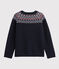Girls' wool and cotton cardigan SMOKING blue/MULTICO white