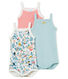 Baby Girls' Bodysuits with Straps - Set of 3