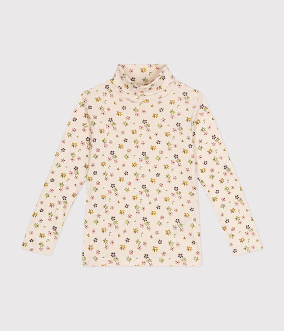 Girls' cotton rollneck top AVALANCHE white/MULTICO