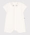 Baby cotton romper with embroidered collar MARSHMALLOW white