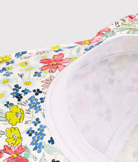 Girls' Flowery Print Cap MARSHMALLOW white/MULTICO white
