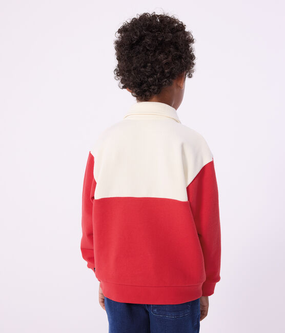 Children's polo-style cotton sweatshirt MILK red/POMPIER