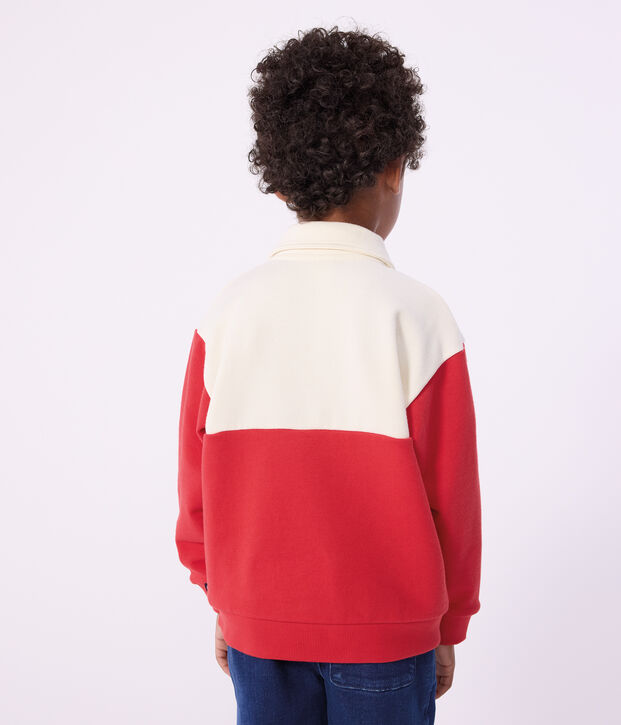 Children's polo-style cotton sweatshirt red/red