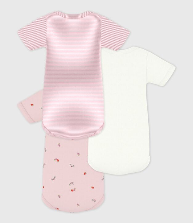 Pack of babies' short-sleeved floral print cotton bodies multicolor
