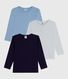 Pack of children's long-sleeved plain T-shirts