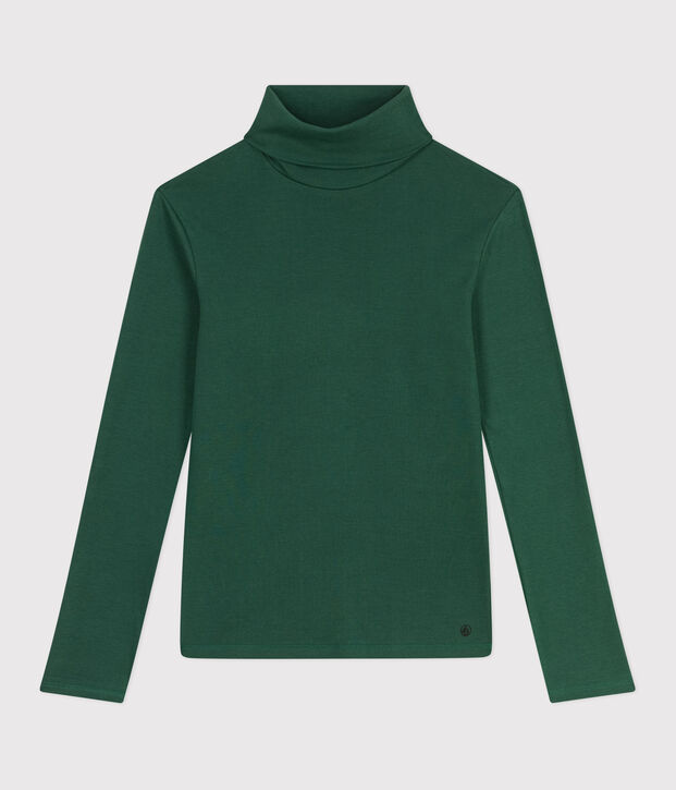 The Iconic cotton polo neck top for women green