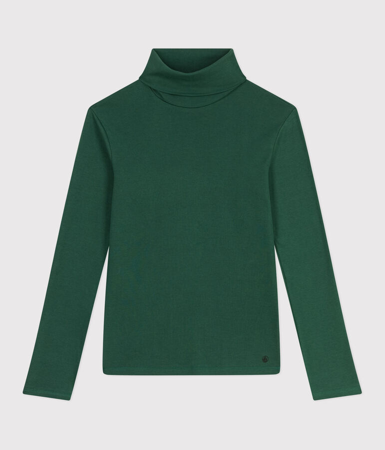 The Iconic cotton polo neck top for women green
