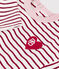 Babies' long-sleeved stripy cotton T-Shirt MILK red/AMARANTE