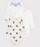 Babies' long-sleeved blue heart-patterned cotton bodysuits - 3-pack variante 1