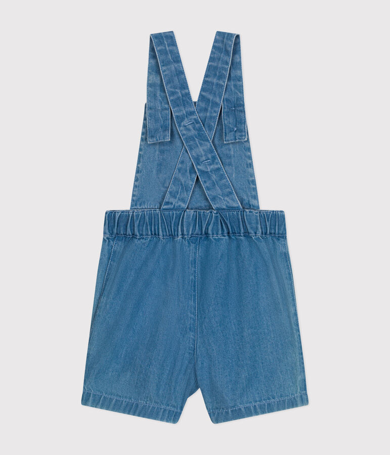 Babies' Light Denim Dungaree Shorts DENIM CLAIR blue