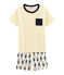 Boys' cropped ribbed pyjamas MARSHMALLOW white/MULTICO white