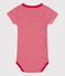 Babies' Short-Sleeved Pinstriped Cotton Bodysuit CORRIDA red/MARSHMALLOW white