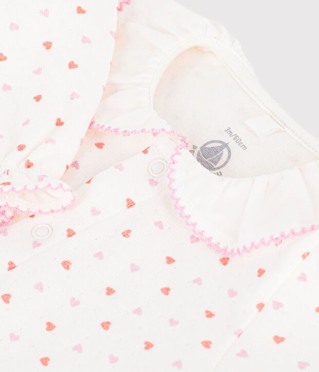 Babies' heart print tube knit pyjama suit white/multicolor