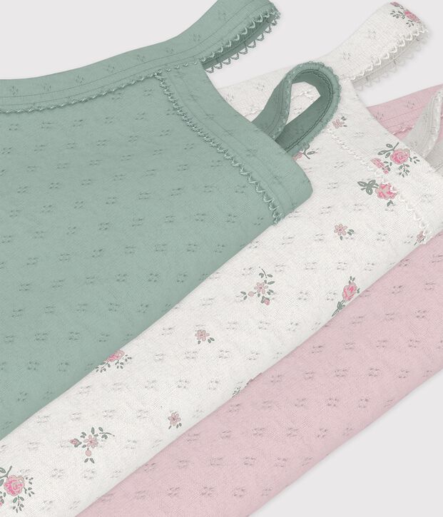 Pack of babies' openwork cotton bodies with straps multicolor