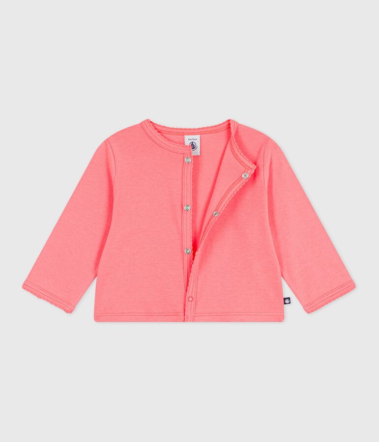 Babies' plain cotton cardigan pink