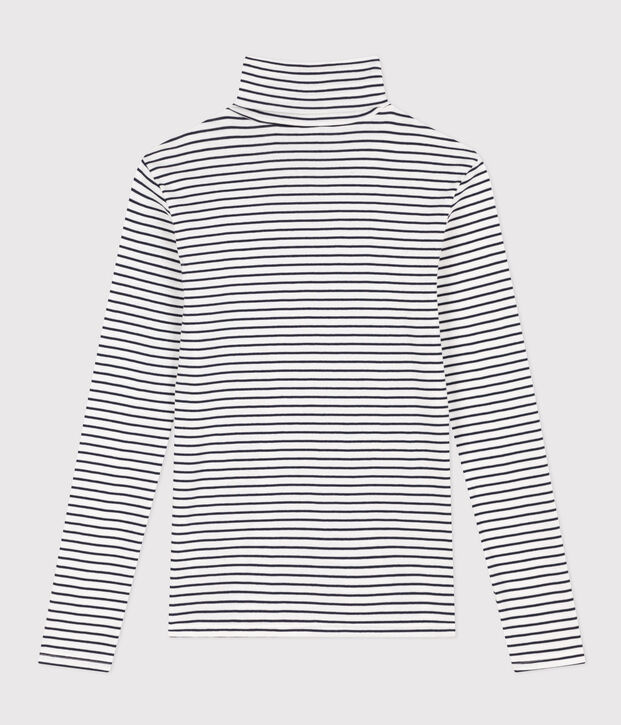 Women's ICONIC cotton polo neck T-shirt white/blue