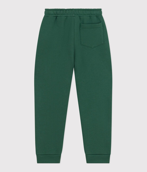 Children's plain cotton jogging bottoms green