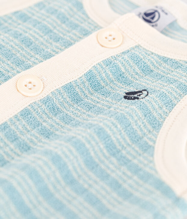 Babies' Striped Terry Playsuit green/ecru