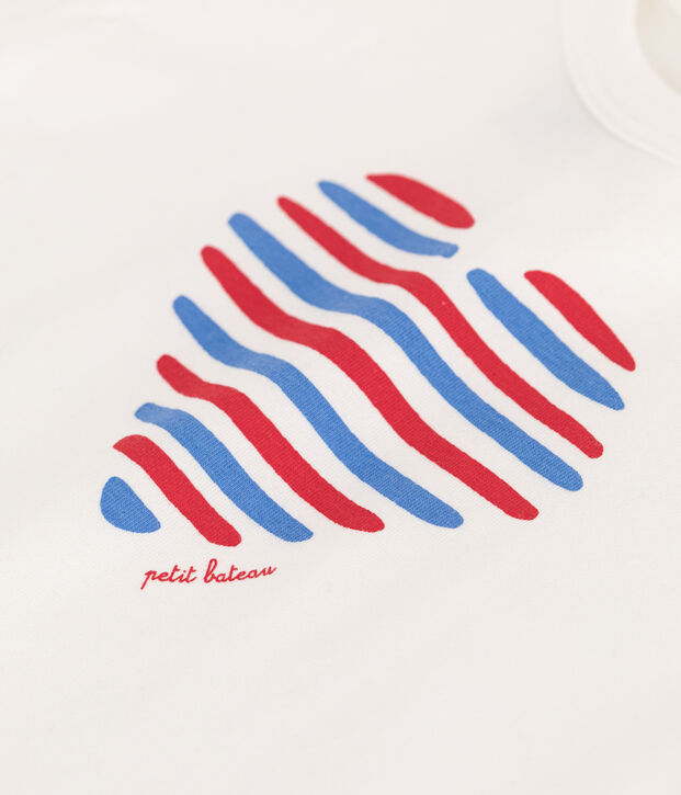 Babies' short-sleeved plain cotton T-shirt white/multicolor