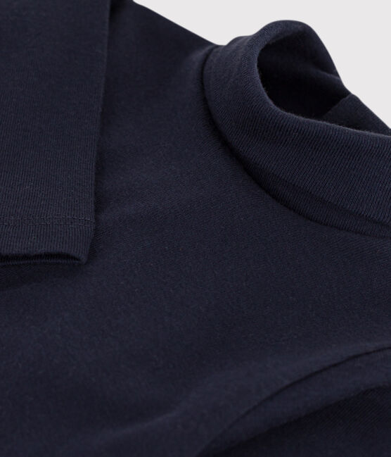 Babies' Long-Sleeved Roll Neck Cotton Bodysuit SMOKING blue