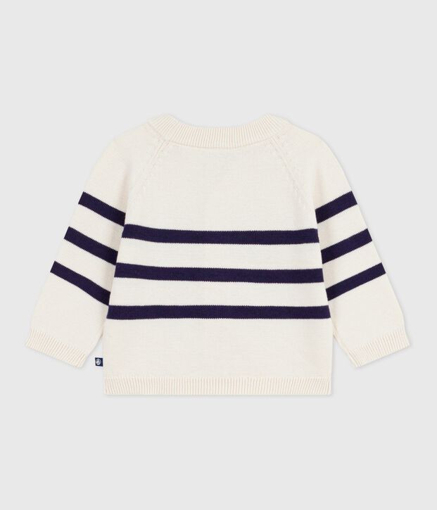 Babies' stripy cotton cardigan blue/blue
