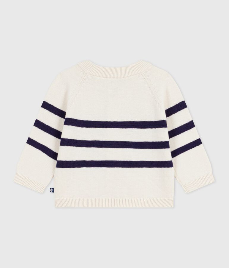Babies' stripy cotton cardigan blue/blue