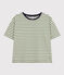 Women's Boxy Stripy Cotton T-Shirt CROCO green/AVALANCHE