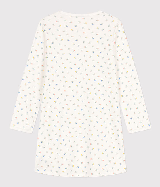 Girls' Floral Print Cotton Nightdress MARSHMALLOW white/MULTICO white