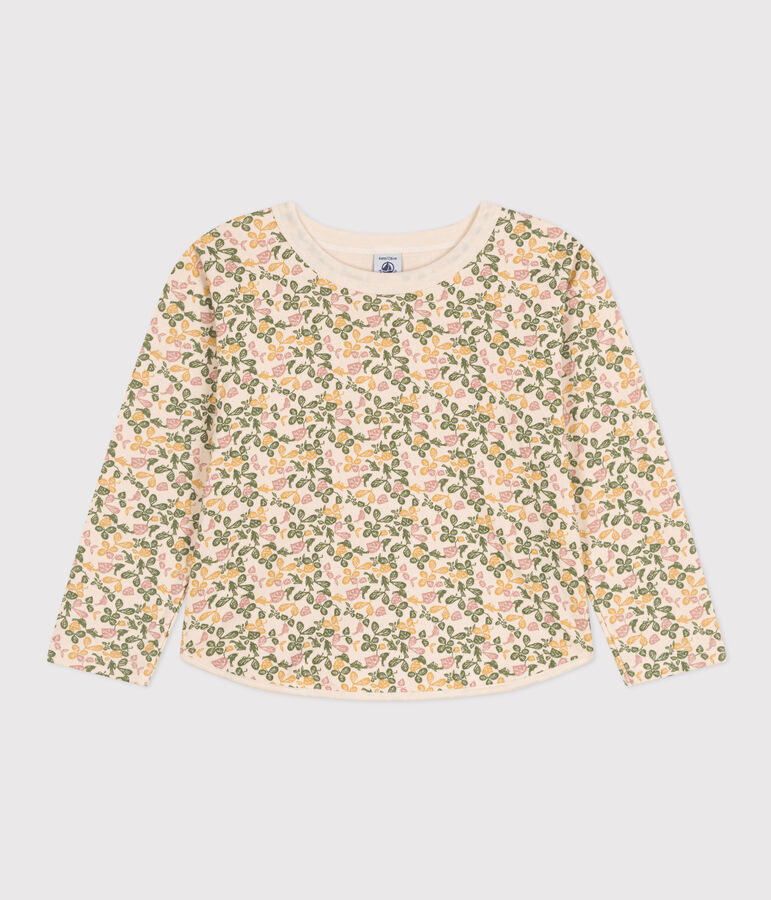 Girls' long-sleeved T-shirt in printed tube knit AVALANCHE white/MULTICO