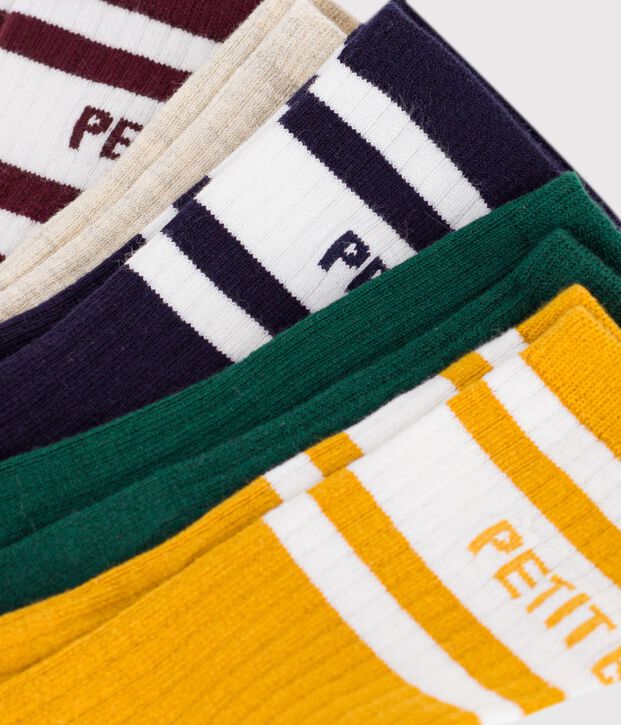 5 pairs of children's plain cotton socks multicolor