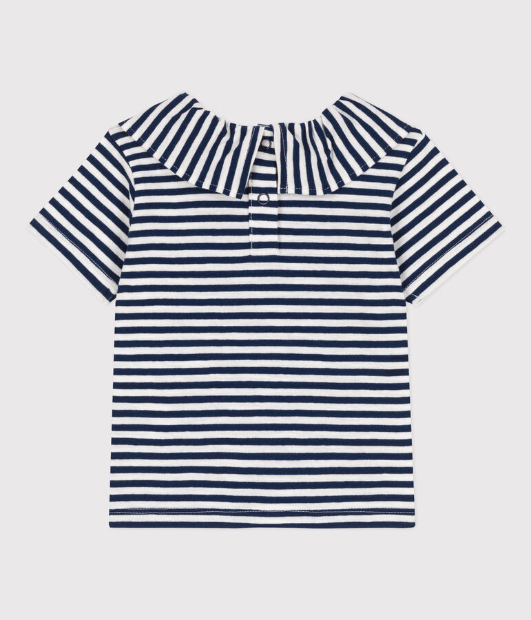 Babies' Striped Short-Sleeved Slub Jersey Blouse blue/white