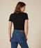Women's Iconic plain short-sleeved rib knit T-shirt BLACK black