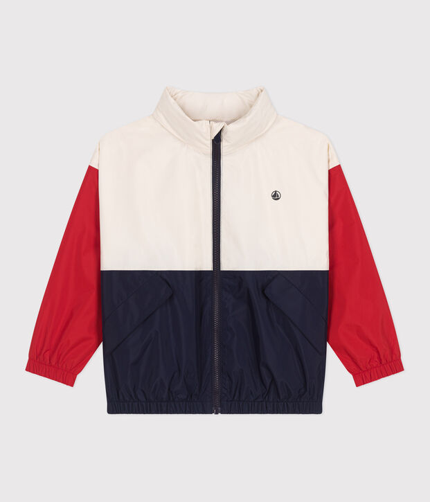 Children's windbreaker with a retractable hood Ecru/multicolor