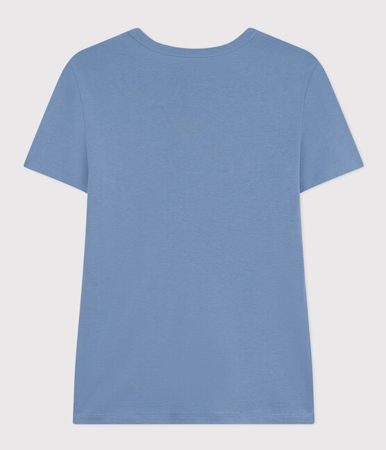 Women's Iconic Plain Cotton V-neck T-Shirt BEACH blue
