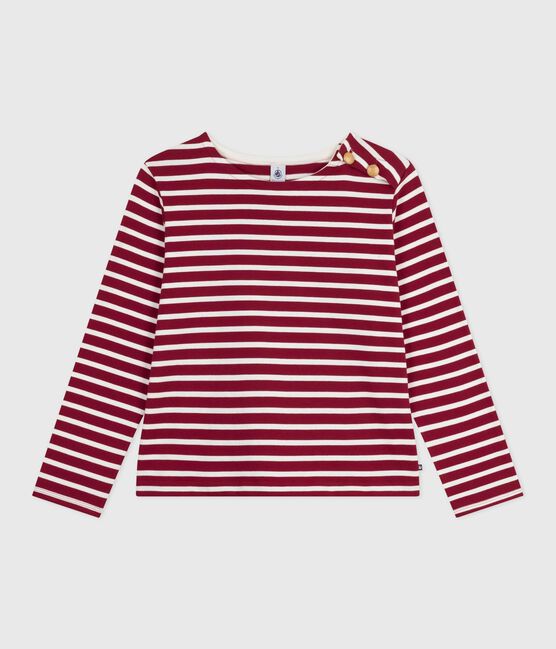 Women's cotton Breton top AMARANTE red/MILK