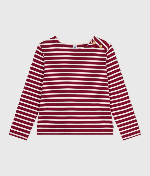 Women's cotton Breton top red/ecru