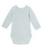 Newborn baby boys' long-sleeved bodysuit in wool and cotton FRAICHEUR blue/TEMPETE grey