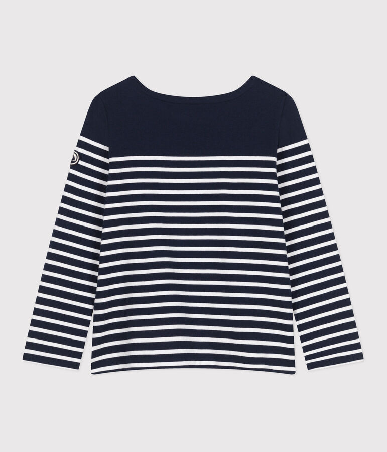 Women's long-sleeved cotton Breton top blue/white