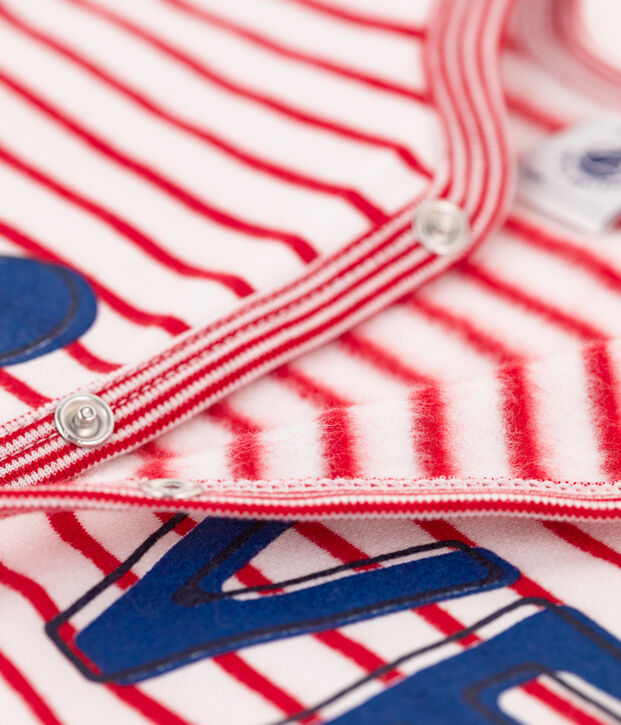 Babies' Footless Fleece Sleepsuit white/red