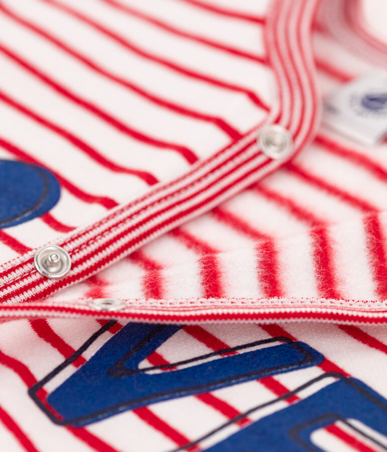 Babies' Footless Fleece Sleepsuit white/red