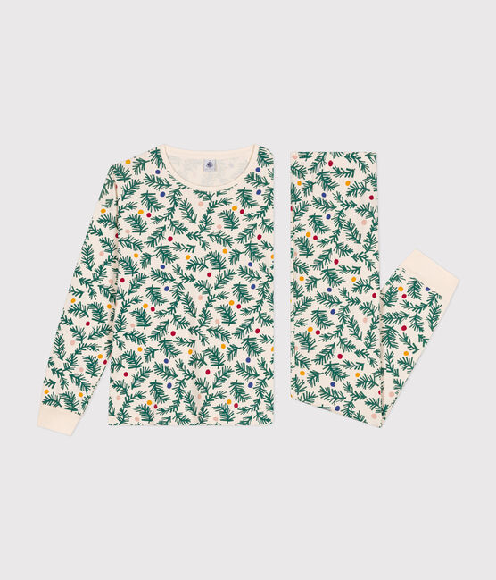 Women's Christmas tree print cotton pyjamas AVALANCHE white/MULTICO