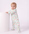 Babies' patterned fleece pyjama suit printed with mushrooms white/multicolor
