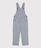Girls' Stripy Cotton Dungarees MEDIEVAL blue/MARSHMALLOW white