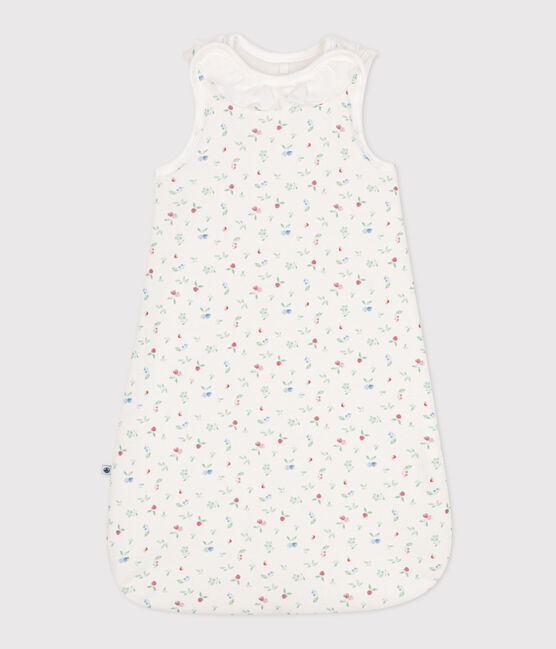 Babies' 2 TOG fruit print cotton sleeping bag MARSHMALLOW white/MULTICO white