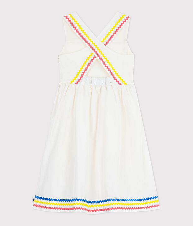 Children's  long cotton dress with straps white