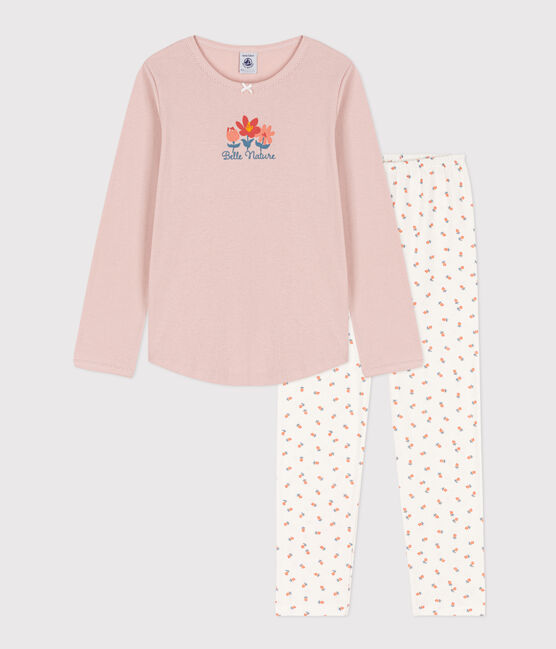 Girls' Cotton Pyjamas SALINE pink/MULTICO white