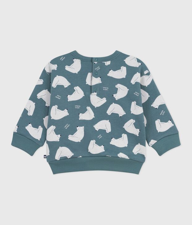 Babies' owl-print cotton sweatshirt grey/multicolor