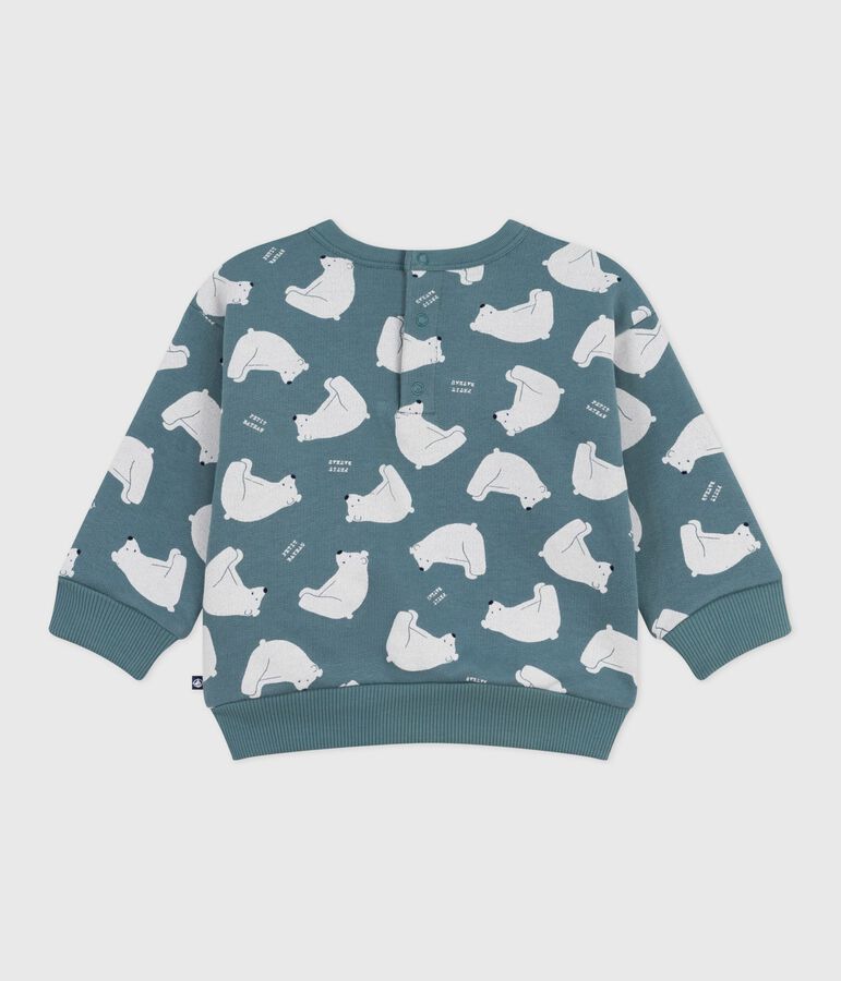 Babies' owl-print cotton sweatshirt blue/multicolor