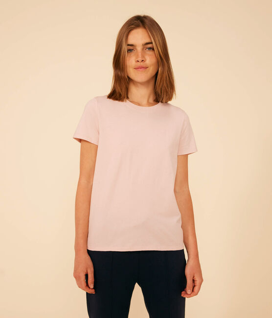 Women's Straight Round-Neck Cotton T-Shirt SALINE pink