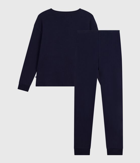 Women's plain cotton pyjamas SMOKING blue